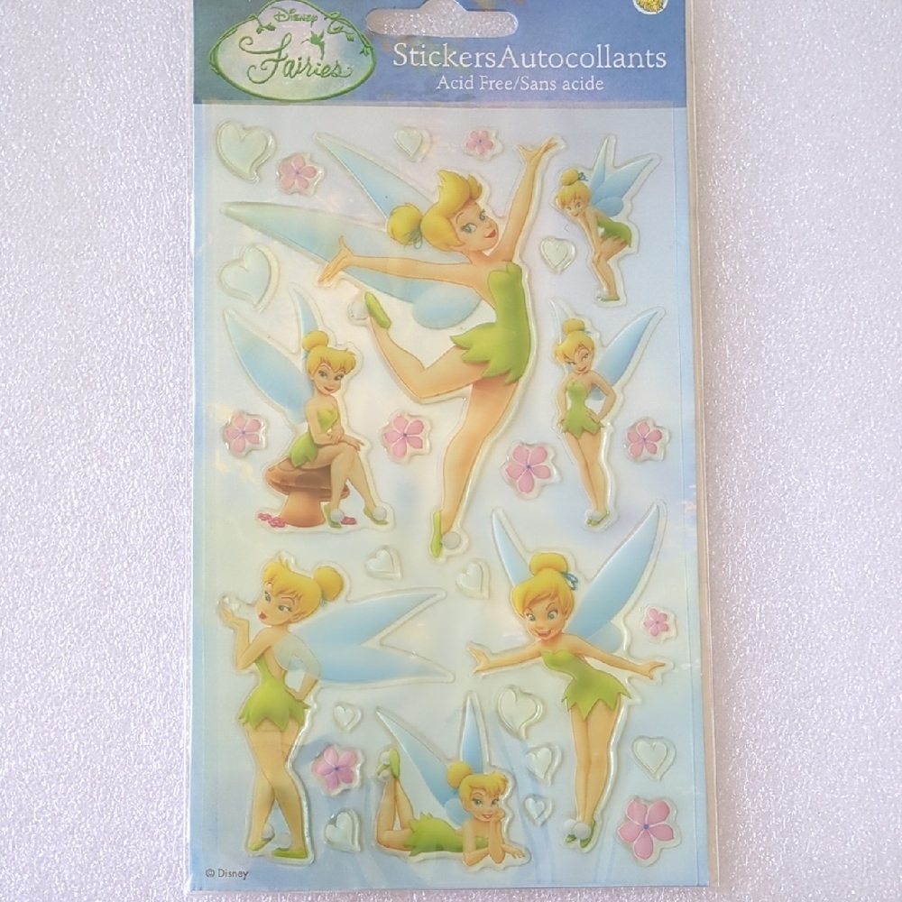 ❤️3/$10❤️Sandylion Disney Tinker Bell Fairy Stickers Clear Gem Style